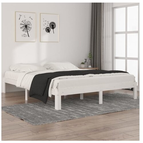  Posteljni okvir bel iz trdne borovine 160x200 cm Slike