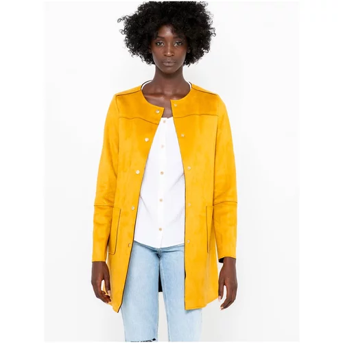 Camaieu Yellow light coat in suede - Women