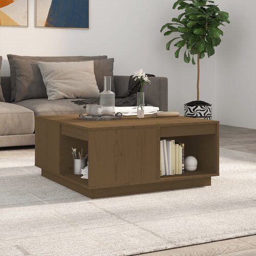 vidaXL Klubska mizica medeno rjava 80x81x36,5 cm trdna borovina Cene
