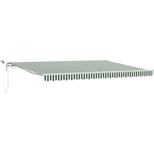 vidaXL Retraktilna tenda Zelena in Bela 450 &times; 350 cm Tkanina in kovina - - Zelena - 39.59 - 450 x 350 cm - Cene