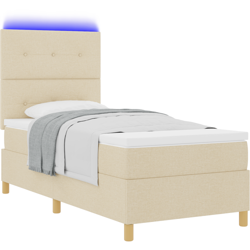 vidaXL vzmetnica z vzmetmi in LED v kremni barvi 80x200 cm Tkanina, (22156557) Cene