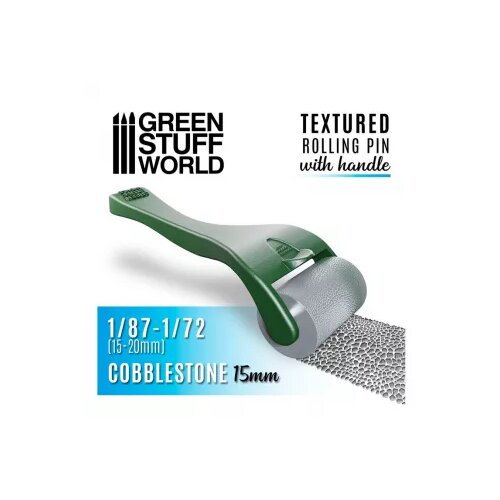 Green Stuff World rollin pin with handle - cobblestone 15mm Slike