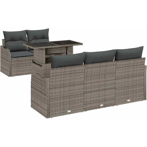  Sjedeća garnitura za vrt 6 kom. Siva Poli Ratan 176 x 179 x 85 cm Slike