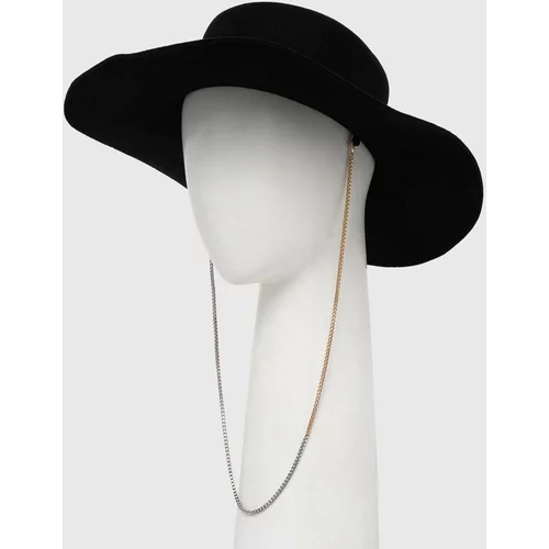 AllSaints Volnen klobuk črna barva