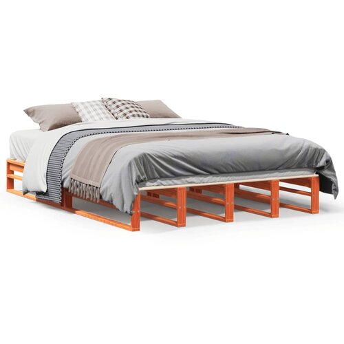 VidaXL Posteljni okvir vo&amp;scaron;čeno rjav 140x200 cm trdna borovina Slike