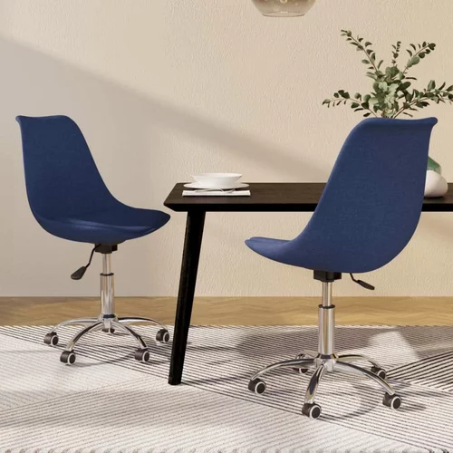  Vrtljivi jedilni stoli 2 kosa modro blago, (20699814)