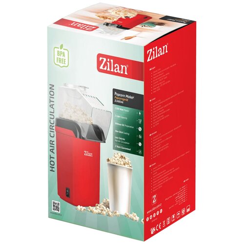 Zilan Aparat za kokice, 1200 W, crveni - ZLN8046 Slike