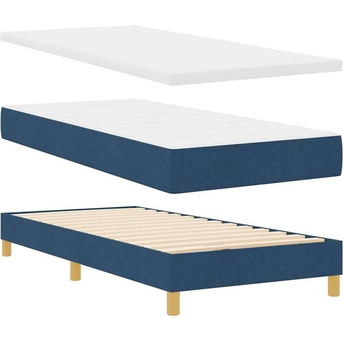  LED Box Spring Krevet s madracem Plava 90 x 200 cm tkanina - Plava 90 x 200 cm Dizajn dijamantskih blokova Slike