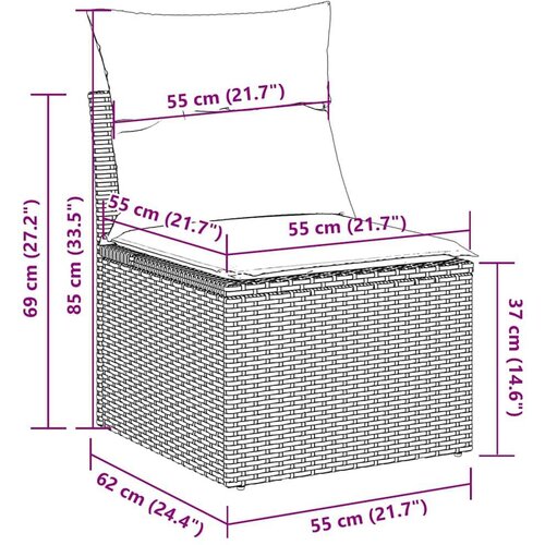 VidaXL 11-dijelni set vrtnih sofa poliratan s jastucima svijetlosivi Slike