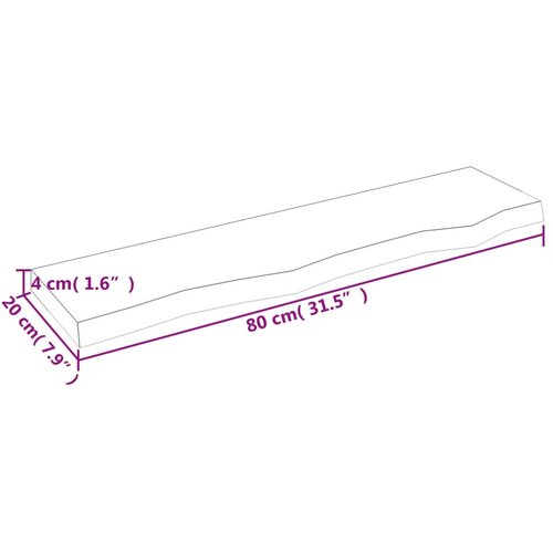  Zidna polica svjetlosmeđa 80x20x4 cm od obrađene hrastovine Slike