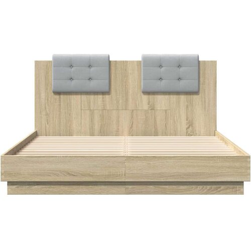 VidaXL Okvir za krevet s uzglavljem boja hrasta 120x200 cm drveni Slike