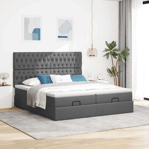 VidaXL otomanski okvir kreveta s madracima tamnosivi 200x200cm tkanine Slike