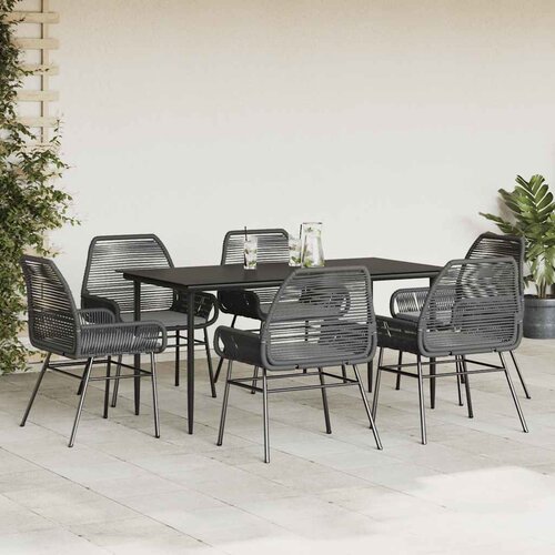 7-dijelni vrtni blagovaonski set s jastucima, crno Crna 160 x 80 x 74 cm Slike