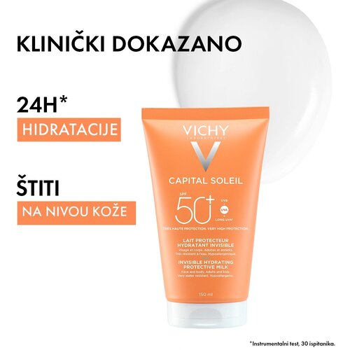 Vichy Capital Soleil Invisible Hydrating Protective Milk za&amp;scaron;čitni losjon za obraz in telo SPF 50+ 150 ml Slike