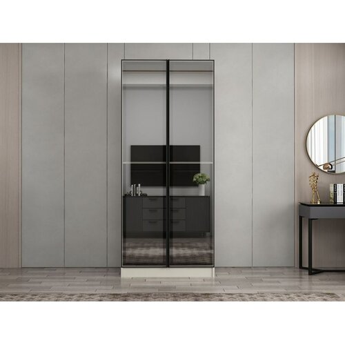 Hanah home ormar sa reflektujućim staklom Nisa 20656, 90 cm, peščar Cene