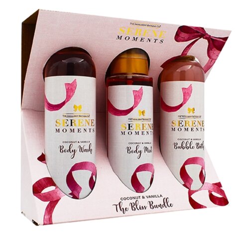 The Indulgent Bathing Co. Serene Moments poklon set (gel za tuširanje 240 ml + kupka s mjehurićima 240 ml + maglica 200 ml) Cene