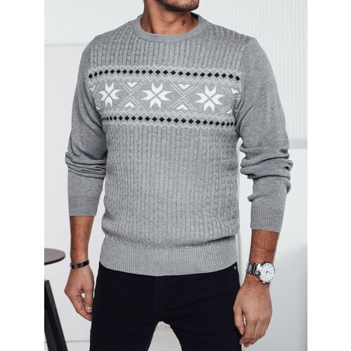 DStreet Sweter męski w śnieżynki szary Slike