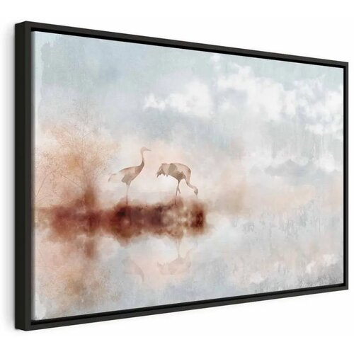  Slika - Cranes in the Morning (1 Part) Wide 90x60 U crnom drvenom okviru Cijene