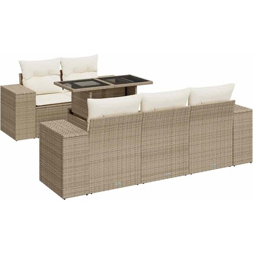 VidaXL 6-dijelni set vrtnih sofa s jastucima bež od poliratana Slike