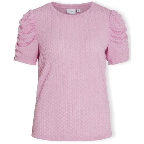 Vila Topi & Bluze Noos Top Anine S/S - Pastel Lavender Rožnata Cene