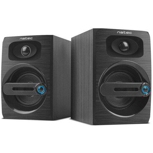 Natec COUGAR, Stereo Speakers 2.0, 6W RMS, USB power, 3.5mm Connector, Wooden Case, Black ( NGL-1641 ) Cene