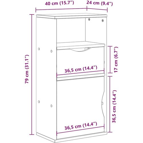  Bočni ormarić s ladicom ODDA bijeli 40x24x79 cm puno drvo bor Slike