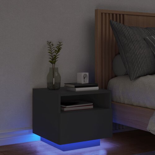  The Living Store Nočna omarica z LED lučkami črna 40x39x37 cm - Nočna Omarica, (21453639) Cene