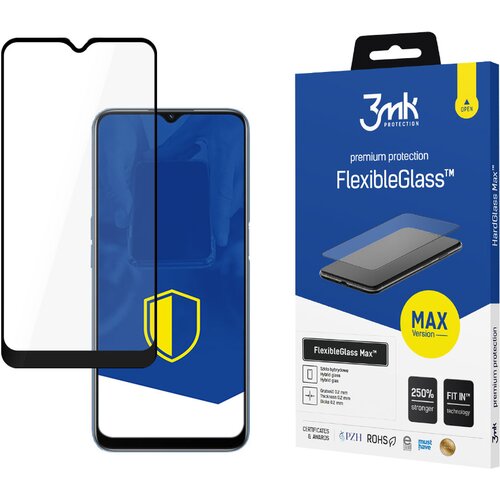 3mk FLEXIBLEGLASS MAX ZA OPPO A16/A16S OHI&amp;Scaron;JE IZ ČRNEGA KALJENEGA STEKLA, (22000354) Slike