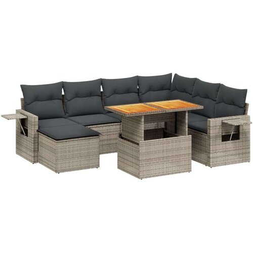 VidaXL 8-dijelni set vrtnih sofa od poliratana s jastucima sivi Slike