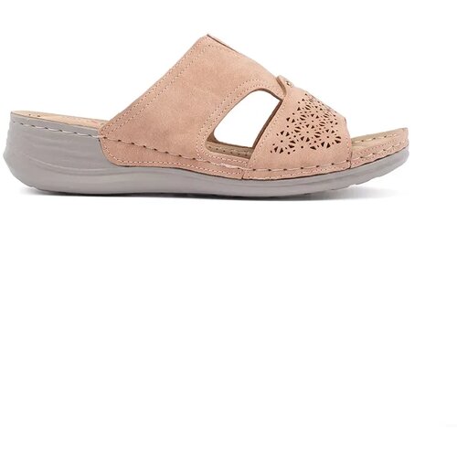 Shelvt Flip-flops on a low wedge powder pink Cene