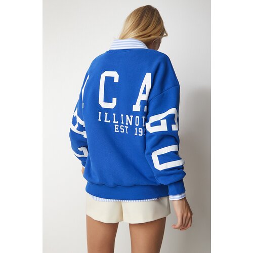  Women&amp;#039;s Blue Printed Oversized Sweatshirt Slike