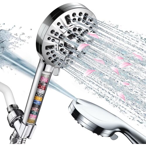 Dardanar With Handheld Filtered Shower Head, Likense 10 Mode Spray Combination High Pressure Removable Water Softener Shower Head with 60 Inch Hose, Mineral St, (21062441) Cene