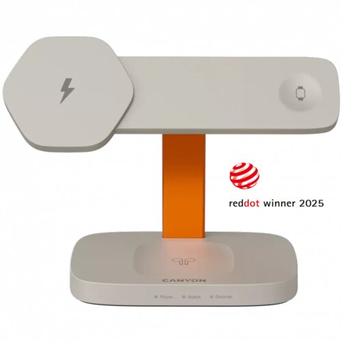  Wireless Charging Station Hexagon 310 3in1 LightGrey/Orange Slike