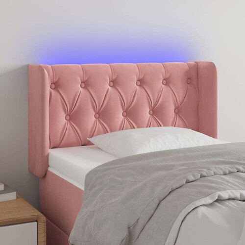  LED posteljno vzglavje roza 83x16x78/88 cm žamet, (20951961) Cene