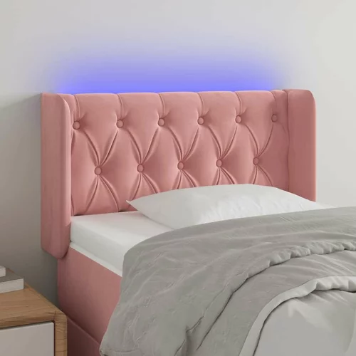  LED posteljno vzglavje roza 83x16x78/88 cm žamet, (20951961)