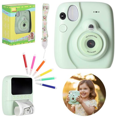 Digitalni fotoaparat z instant tiskom &ndash; 16&times; zoom, do 128GB, zelena barva - Rojstni dan - Birma - Najstniki Cene