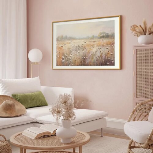  Plakat Impressionist meadow &amp;ndash; field landscape in a pastel colour palette 30x21 Zlatni okvir s margom Slike