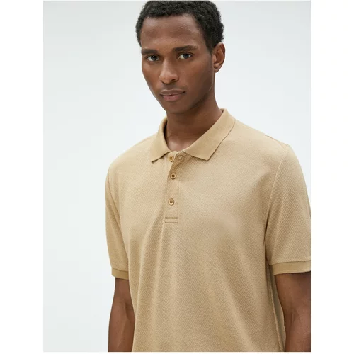 Koton Buttoned, Slim Fit Patterned Polo T-Shirt with Short Sleeves.