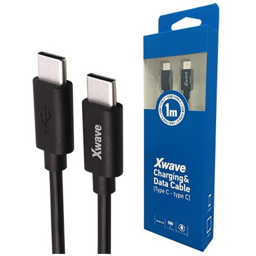 X Wave kabl tip-c mu&amp;scaron;ki na tip-c mu&amp;scaron;ki 1M 3A 5Gbps,blister,PVC crni Slike
