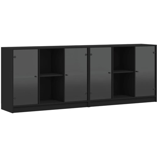 Maison Chic Knjižna omara - Knjižni regal z vrati črna 204x37x75 cm inženirski les, (21725761) Slike