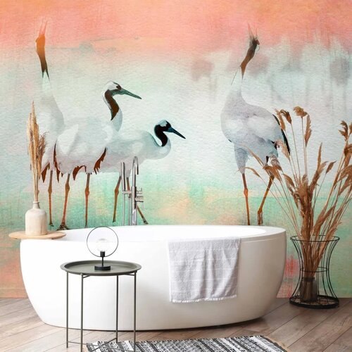  Foto tapeta - Cranes in Pastels 100x70 Vodootporna Slike