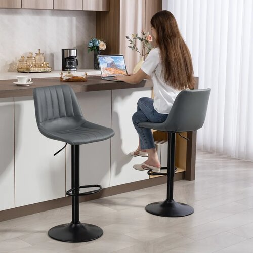  Set od 2 barske stolice u retro stilu s osloncem za noge podesiva visina 43 cm x 49 5 cm x 111 cm Slike