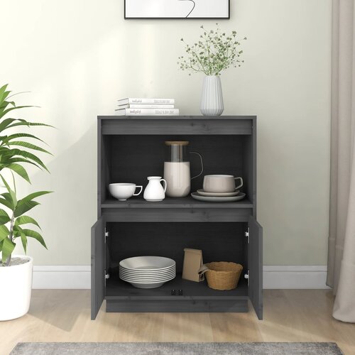  Komoda siva 60 x 34 x 75 cm od masivne borovine Slike