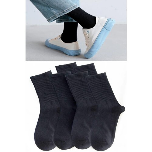 Dewberry 77603 Set of 6 Pairs Tennis Length Plain Socks-BLACK Slike