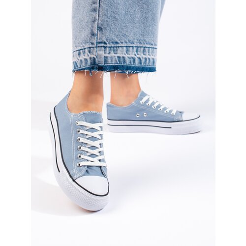 Shelvt Blue classic lace-up sneakers for women Slike