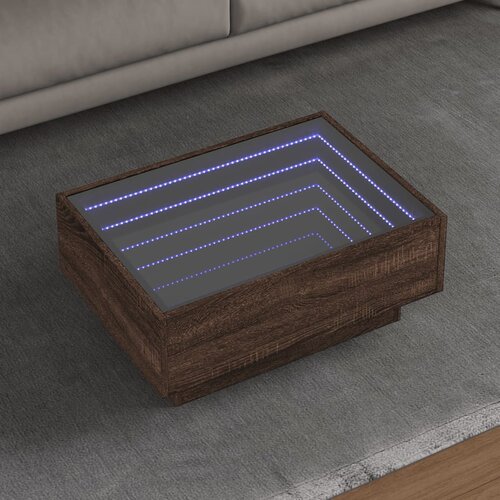 Furnova Klubska mizica LED rjavi hrast 70x50x30 cm inženirski les, (21914482) Cene