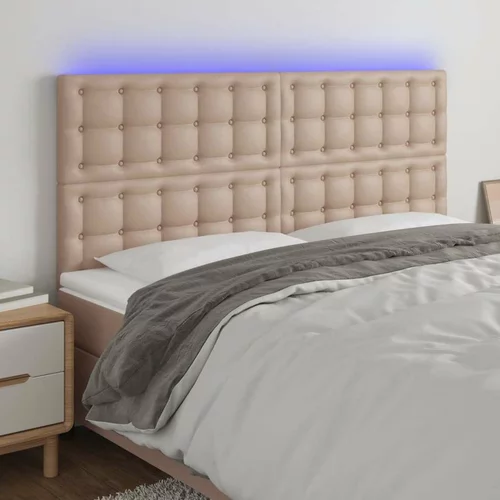  LED posteljno vzglavje kapučino 160x5x118/128 cm umetno usnje, (20954115)