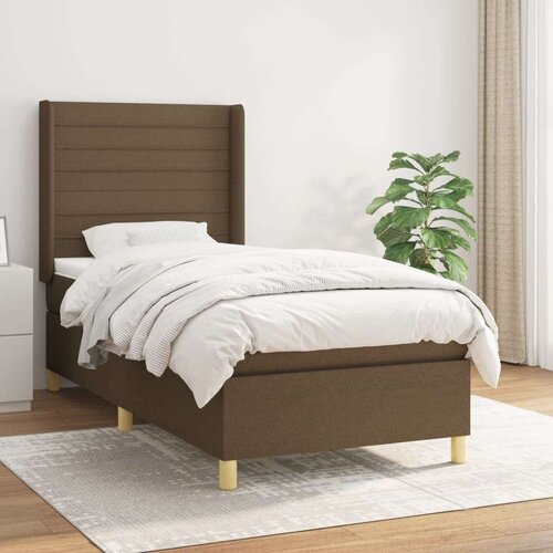  Box spring postelja z vzmetnico temno rjava 100x200 cm blago, (20895149) Cene