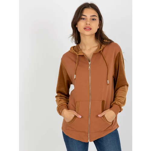 Fashion Hunters Light brown sweatshirt with velor inserts