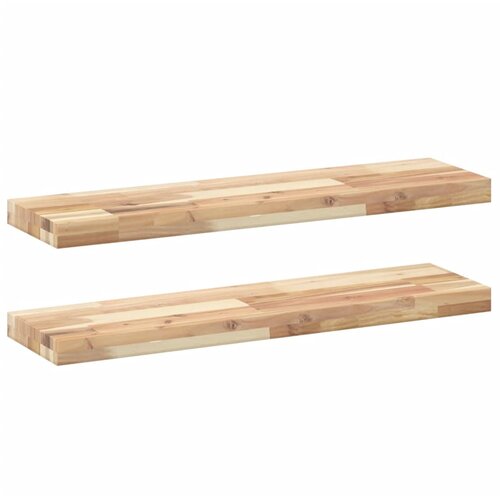 vidaXL Plutajuće police 2 kom 80x20x4 cm Neobrađeno puno drvo akacije - Prirodna 80 x 20 x 4 cm 2 1 Cene